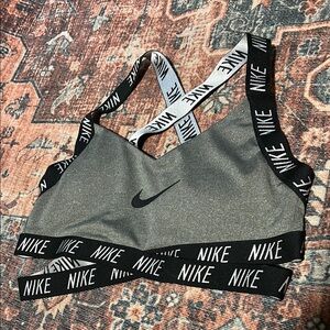 Nike Charcoal Bra with Black and White Branding